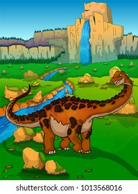 Diplodocus on the background of nature