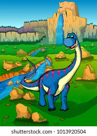 Diplodocus on the background of nature