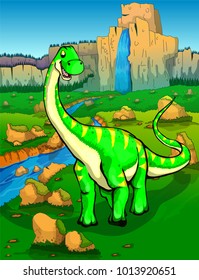 Diplodocus on the background of nature