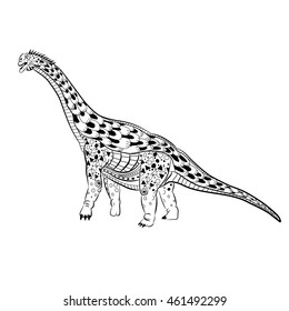 Diplodocus - prehistoric lizard. Antistress Coloring Book for adults.