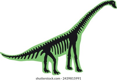 Diplodocus skeleton icon. Colorful prehistoric animal design