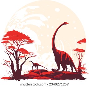 Diplodocus vector art still life painting flat illustration for t-shirt print