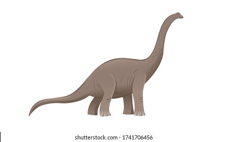 Diplodocus. Vector cartoon dinosaur with long neck and tail,