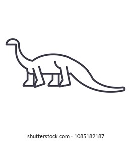 diplodocus vector line icon, sign, illustration on background, editable strokes