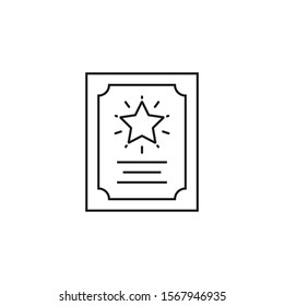 diplom with star - minimal line web icon. simple vector illustration. concept for infographic, website or app.