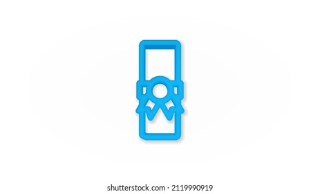 Diploma 3d line flat color icon. Realistic vector illustration. Pictogram isolated. Top view. Colorful transparent shadow design.