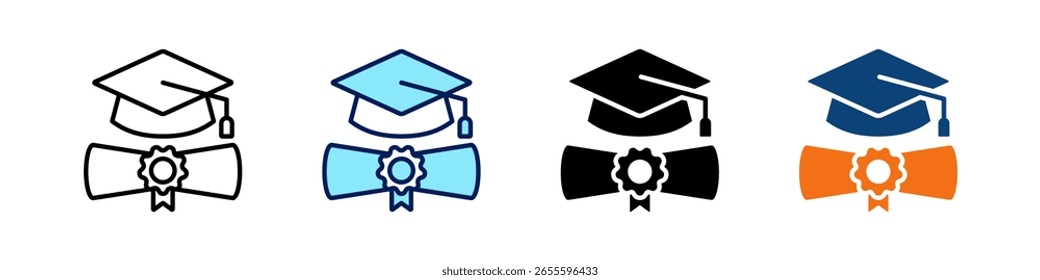Conjunto vetorial de vários estilos de ícone multifuncional do Diploma