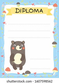 diploma with animals for children vector