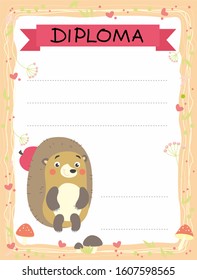diploma with animals for children vector