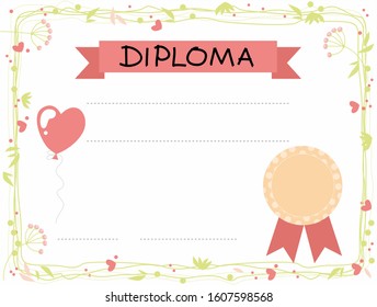 diploma with animals for children vector
