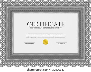 Diploma. Con fondo. Borde, marco. Excelente diseño. Color gris.