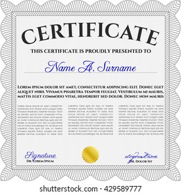 Diploma. With background. Good design. Border, frame. Grey color.