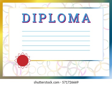 Diploma to be awarded students. Vector illustration of A-4 format