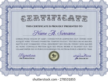 Diploma. Beauty design. With complex background. Border, frame.