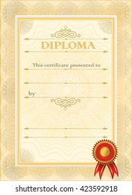 Diploma blank certificate template