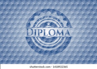Diploma blue badge with geometric pattern. Vector Illustration. Detailed.
