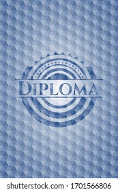 Insignia azul con fondo de patrón geométrico. Ilustración vectorial. Detallado.