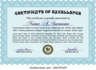 Diploma. Border, frame.Lovely design. Complex background. 