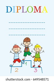 diploma, boys, vector icon
