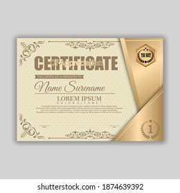 Diploma Certificate of achievement template in vector with Thai outline. Award Templates, achievements for companies, Best Prize Documents. Illustration Templates