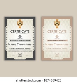 Diploma Certificate of achievement template in vector with Thai outline. Award Templates, achievements for companies, Best Prize Documents. Illustration Templates
