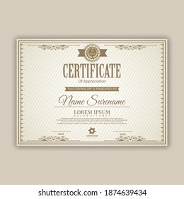 Diploma Certificate of achievement template in vector with Thai outline. Award Templates, achievements for companies, Best Prize Documents. Illustration Templates