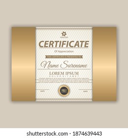 Diploma Certificate of achievement template in vector with Thai outline. Award Templates, achievements for companies, Best Prize Documents. Illustration Templates