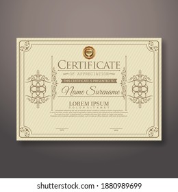 Diploma Certificate of achievement template in vector with Thai outline. Award Templates, achievements for companies, Best Prize Documents. Illustration Templates