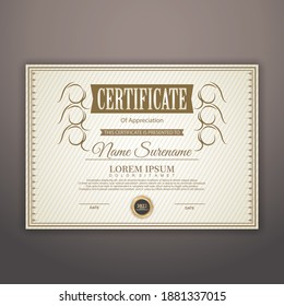 Diploma Certificate of achievement template in vector with Thai outline. Award Templates, achievements for companies, Best Prize Documents. Illustration Templates