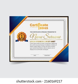 Diploma Certificate of achievement template in vector. Award Templates, achievements for companies, Best Prize Documents. Illustration Templates