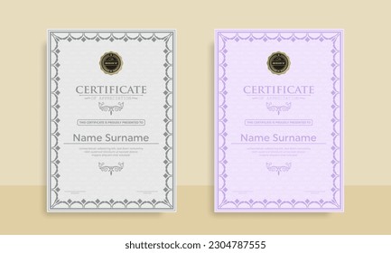 Diploma Certificate of achievement template in vector with Thai outline. Award Templates, achievements for companies, Best Prize Documents. Illustration Templates
