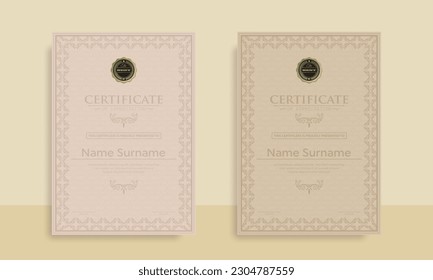 Diploma Certificate of achievement template in vector with Thai outline. Award Templates, achievements for companies, Best Prize Documents. Illustration Templates
