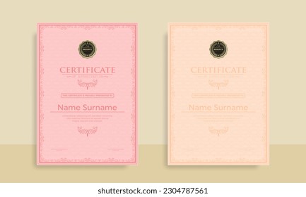 Diploma Certificate of achievement template in vector with Thai outline. Award Templates, achievements for companies, Best Prize Documents. Illustration Templates
