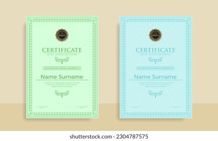 Diploma Certificate of achievement template in vector with Thai outline. Award Templates, achievements for companies, Best Prize Documents. Illustration Templates
