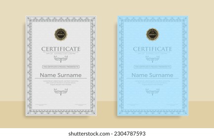 Plantilla de certificado de rendimiento del diploma en vector con contorno tailandés. Plantillas de premios, logros para empresas, mejores documentos de premios. Plantillas de ilusión
