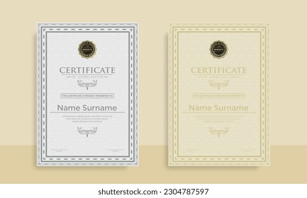 Diploma Certificate of achievement template in vector with Thai outline. Award Templates, achievements for companies, Best Prize Documents. Illustration Templates
