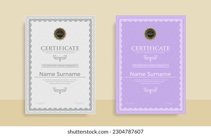 Diploma Certificate of achievement template in vector with Thai outline. Award Templates, achievements for companies, Best Prize Documents. Illustration Templates

