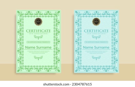 Diploma Certificate of achievement template in vector with Thai outline. Award Templates, achievements for companies, Best Prize Documents. Illustration Templates
