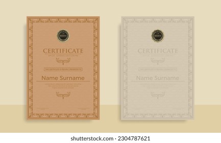 Plantilla de certificado de rendimiento del diploma en vector con contorno tailandés. Plantillas de premios, logros para empresas, mejores documentos de premios. Plantillas de ilusión
