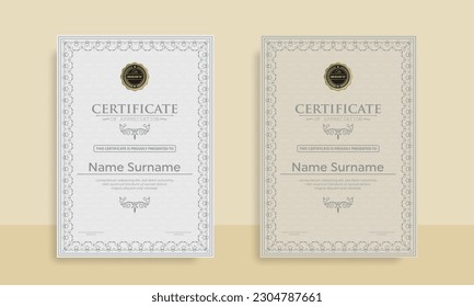 Plantilla de certificado de rendimiento del diploma en vector con contorno tailandés. Plantillas de premios, logros para empresas, mejores documentos de premios. Plantillas de ilusión
