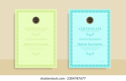 Diploma Certificate of achievement template in vector with Thai outline. Award Templates, achievements for companies, Best Prize Documents. Illustration Templates

