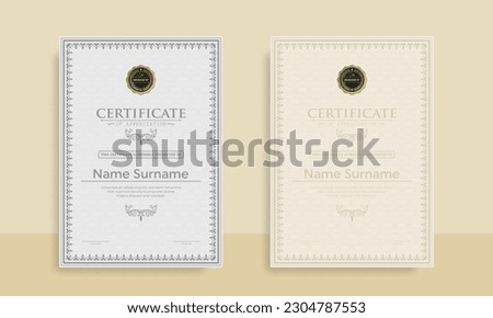 Diploma Certificate of achievement template in vector with Thai outline. Award Templates, achievements for companies, Best Prize Documents. Illustration Templates
