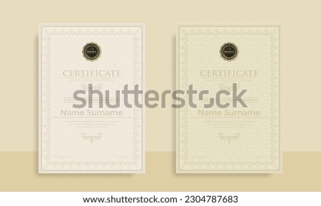 Diploma Certificate of achievement template in vector with Thai outline. Award Templates, achievements for companies, Best Prize Documents. Illustration Templates

