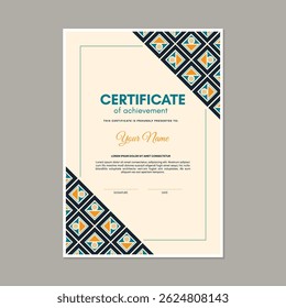 Diploma certificate award with abstract pattern