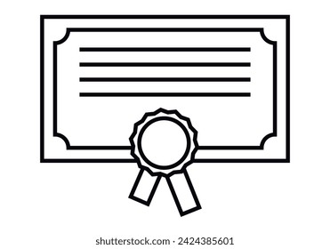Diploma or certificate black icon on white background.