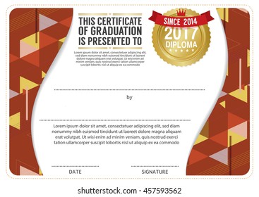 Diploma Certificate Blank Template Vector Illustration