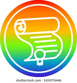 diploma certificate circular icon with rainbow gradient finish