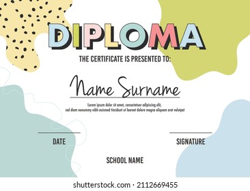 Plantilla de concepto de certificado de diploma, con ilustraciones de fondo abstractas. vector 