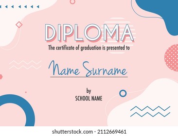 Diploma certificate concept template, with abstract background illustrations. vector 