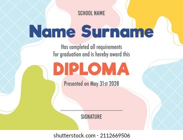 Diploma certificate concept template, with abstract background illustrations. vector 